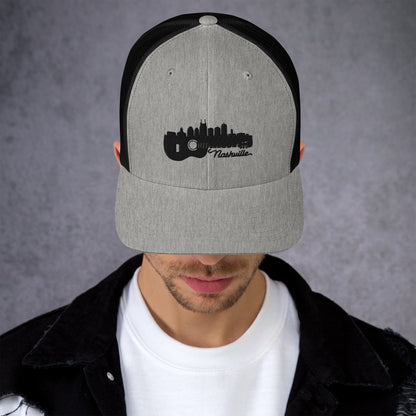 Nashville Skyline with guitar Trucker Cap