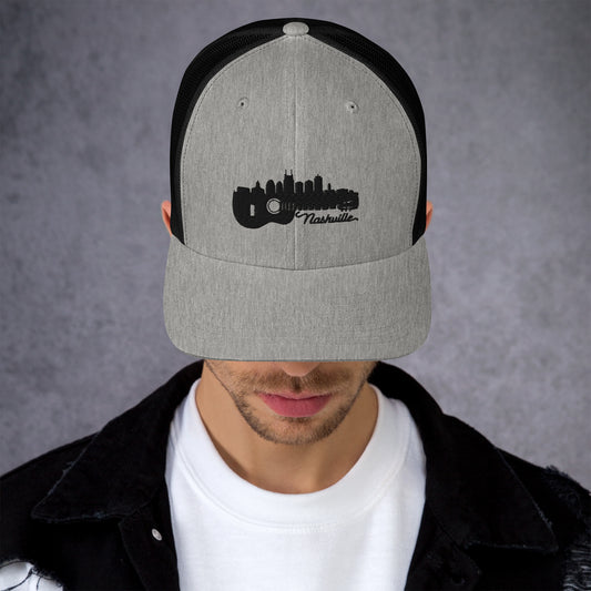 Nashville Skyline with guitar Trucker Cap