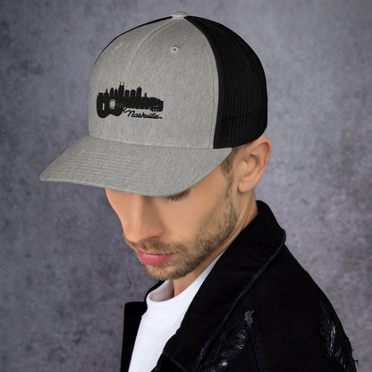 Nashville Skyline with guitar Trucker Cap