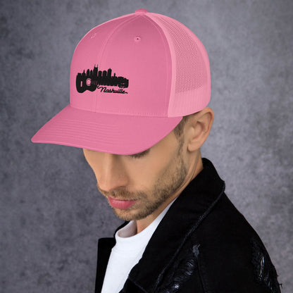 Nashville Skyline with guitar Trucker Cap