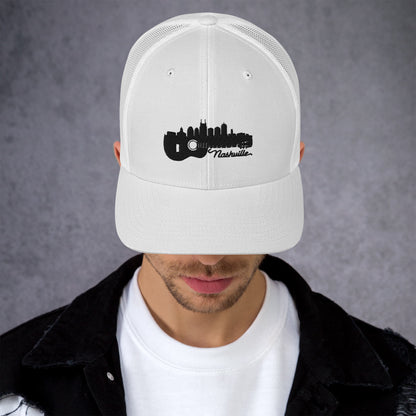 Nashville Skyline with guitar Trucker Cap