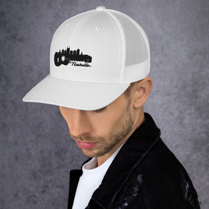 Nashville Skyline with guitar Trucker Cap